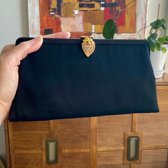 Morris Moskowitz  (M&M) 1950's Vintage Designer Black Clutch Handbag - Picture 2 of 4